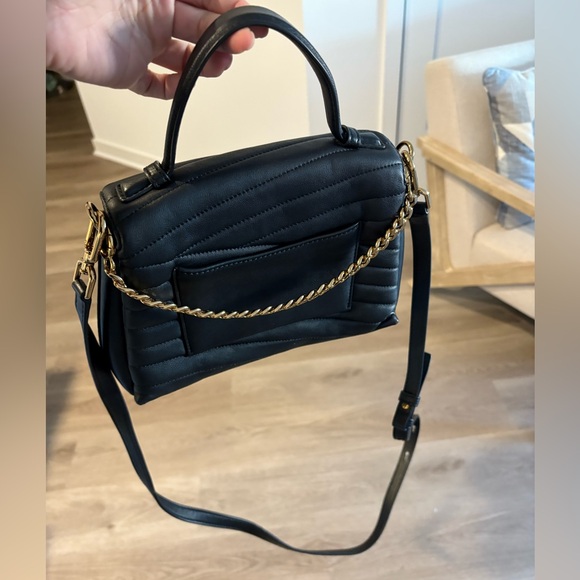 TORY BURCH KIRA CHEVRON COLOR-BLACK TOP-HANDLE SATCHEL LEATHER BAG - Picture 3 of 7